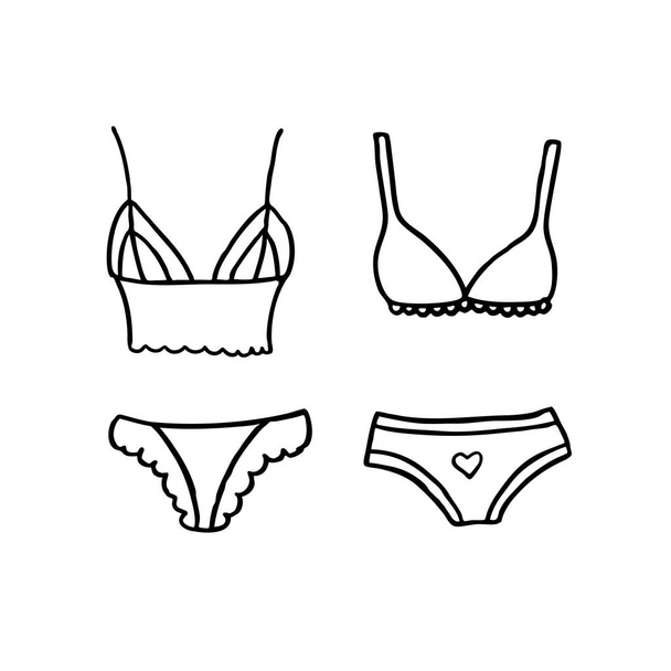 icône de ligne de doodle lingerie
 - Vecteur, image