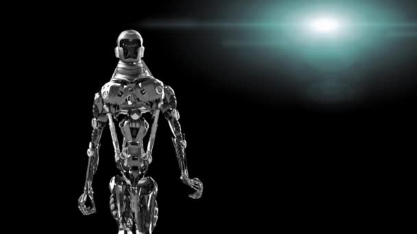 Τρέξιμο cyborg, λειτουργία ρομπότ απόδοση 3d - Πλάνα, βίντεο