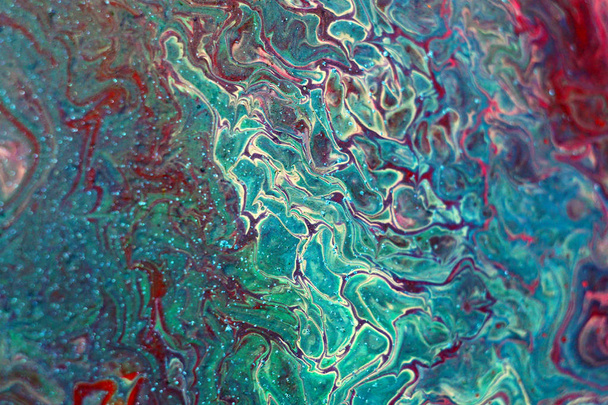Acrylic paint texture on canvas, background. Abstract ocean- ART. Natural Luxury. Style incorporates the swirls of marble or the ripples of agate. Beautiful  paint with the addition of blue powder. - Photo, image