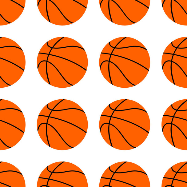 balle de basket plate orange, illustration vectorielle isolée sur fond blanc. Modèle sans couture. Décoration sportive
. - Vecteur, image