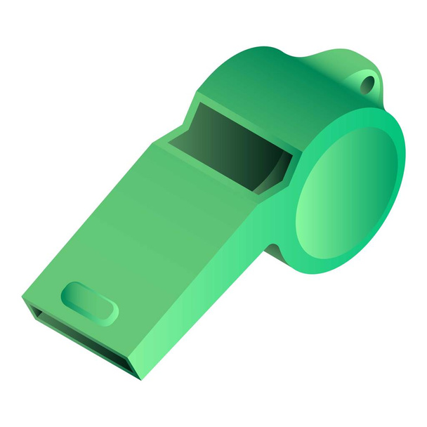 Green whistle icon, isometric style - Διάνυσμα, εικόνα
