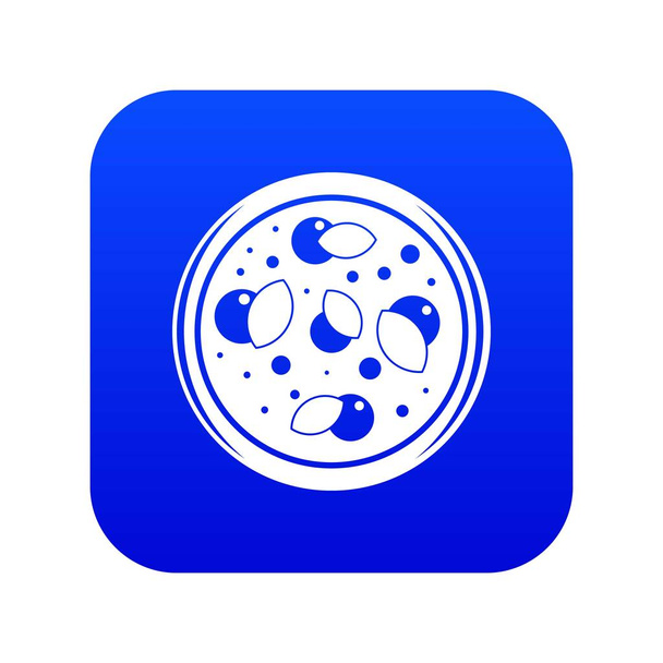 Pizza with greens icon digital blue - Vettoriali, immagini