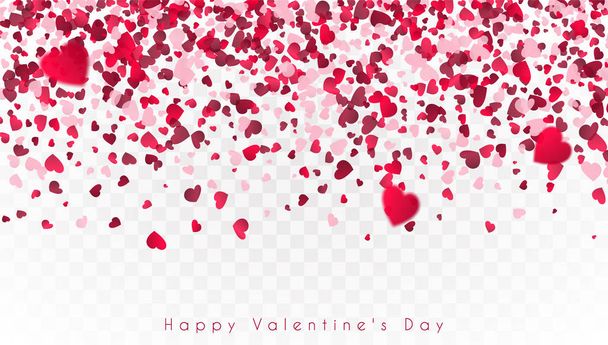 Konfitti van hart vallen op een transparante achtergrond. Aftelkalender voor Valentijnsdag. EPS-10 - Vector, afbeelding