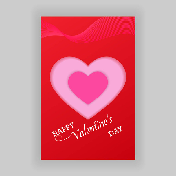 Happy Valentine's Day greeting card, inscription Happy Valentine's Day - Vector, imagen