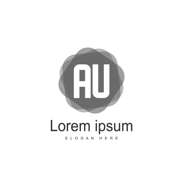 AU Letters Logo Design. Ilustración del concepto de letra negra simple y creativa
. - Vector, Imagen