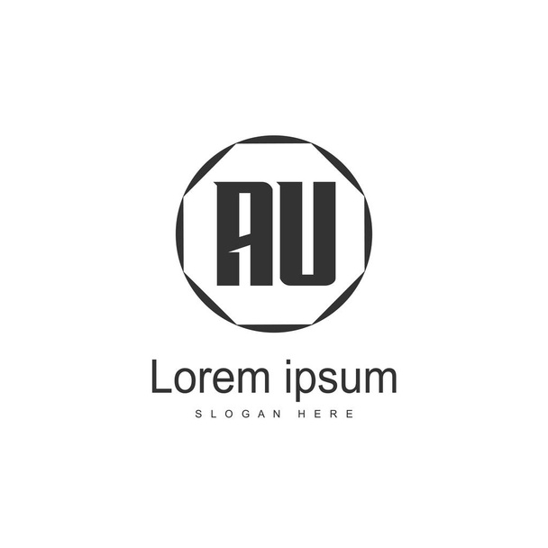 Lettere AU Logo Design. Illustrazione semplice e creativa del concetto di lettera nera
. - Vettoriali, immagini