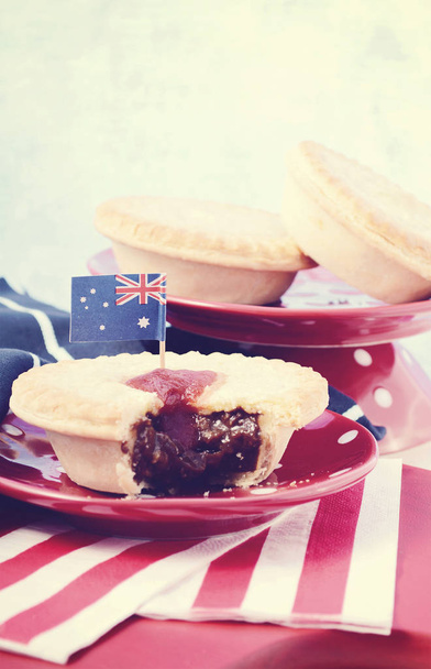 Traditional Australian Meat Pies, with applied vintage wash filter. - Photo, Image