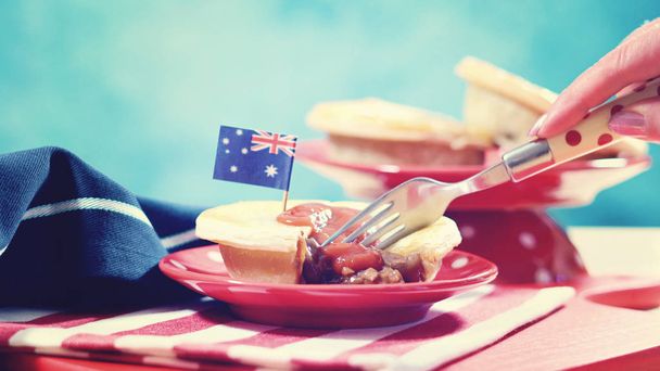 Traditional Australian Meat Pies for Australia Day celebration, vintage wash. - Photo, Image