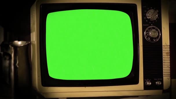 1980 roku telewizja zielony ekran.  - Materiał filmowy, wideo