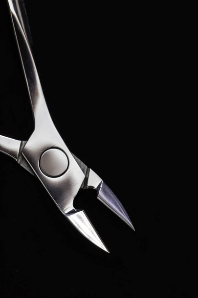 Professional manicure tools.  Closeup Of Nail Care Tools On Black Table.  - Foto, immagini