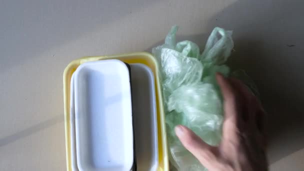 Handing over to the point of processing. plastic containers - Footage, Video