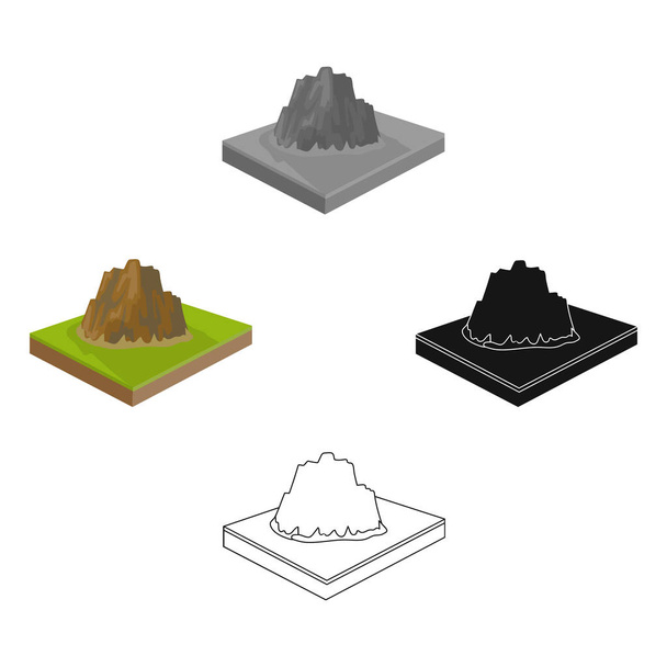 Mountains, rocks and landscape. Relief and mountains single icon in cartoon style isometric vector symbol stock illustration . - ベクター画像