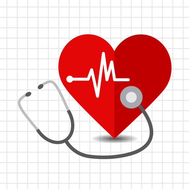 Ícone de cuidados cardíacos com um estetoscópio. Ilustração vetorial
 - Vetor, Imagem