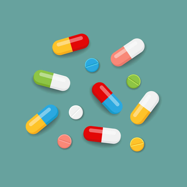 Pills icons in various colors. Vector illustration - Vector, Image
