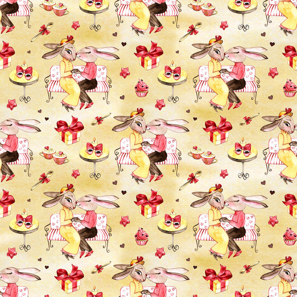 Watercolor chocolate seamless pattern on vintage background - Foto, Imagem