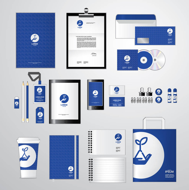 Identyfikacja wizualna szablon dla firmy zawiera Cd Cover, wizytówki, folder, linijki, koperty i list głowy wzory, zestaw 11 - Wektor, obraz