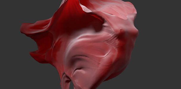 Vibrant red streaming waving cloth, with invisible female body flying inside, fabric design template, 3d illustration - Fotoğraf, Görsel
