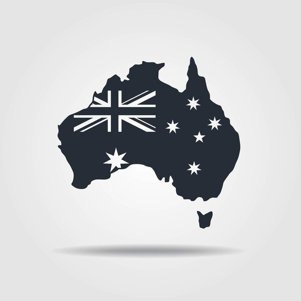 Αυστραλία Χάρτης εικονίδιο με τη σημαία. Εικονογράφηση διάνυσμα - Διάνυσμα, εικόνα