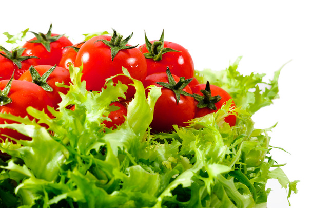 fresh lettuces salad with fresh tomatoes - 写真・画像