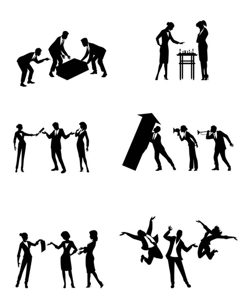 Illustration vectorielle de scènes d'hommes d'affaires en action
 - Vecteur, image