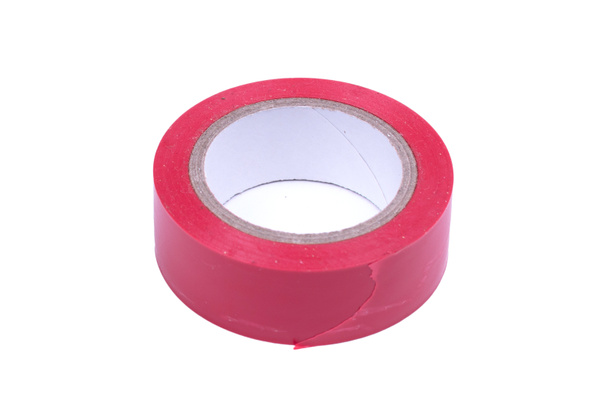 Insulating tape red, isolated on a white background - Photo, Image