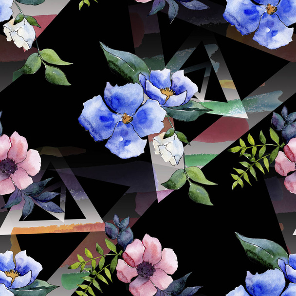 Boeket bloemen botanische bloemen. Aquarel achtergrond afbeelding instellen. Naadloze achtergrondpatroon. - Foto, afbeelding