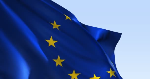 Flaga Unii Europejskiej, UE, 4k, 3d animacji, Slow Motion, tło - Materiał filmowy, wideo