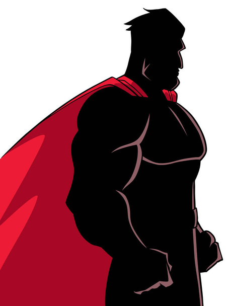 Superhero Side Profile Silhouette - Vector, Imagen