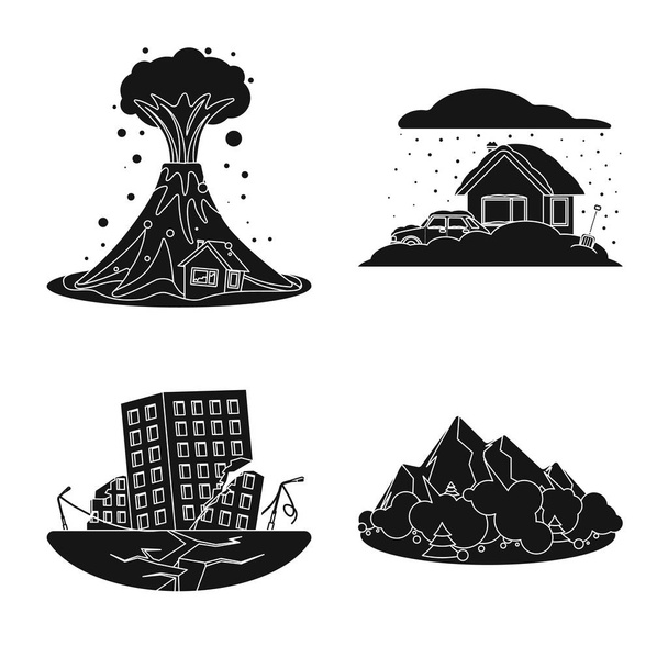 Vector design of natural and disaster sign. Set of natural and risk stock vector illustration. - Vector, Image
