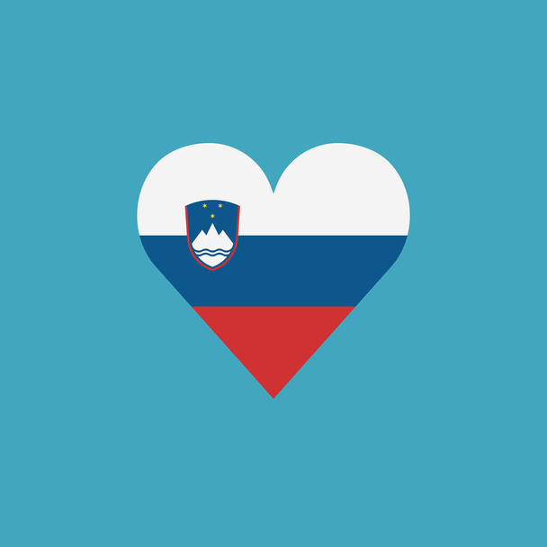 Icono de bandera de Eslovenia en forma de corazón en diseño plano. Día de independencia o concepto de día de fiesta nacional. - Vector, imagen