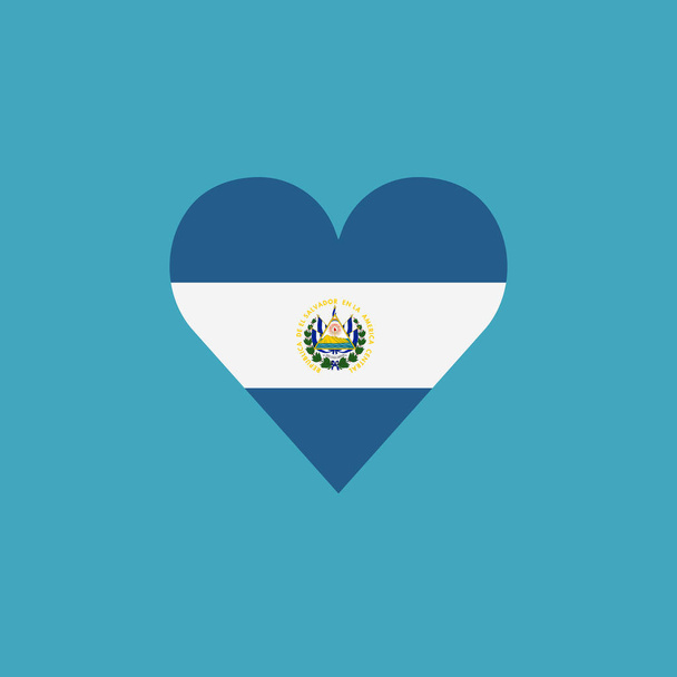 El Salvador vlajka ikona ve tvaru srdce v plochém designu. Den nezávislosti nebo koncepce státních svátků. - Vektor, obrázek