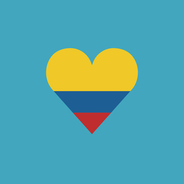Colombia flag icon in a heart shape in flat design. Independence day or National day holiday concept. - Vector, Image