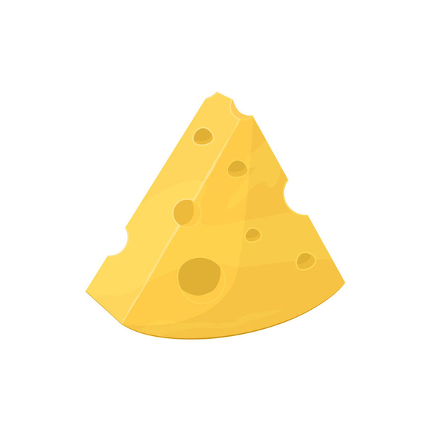 Darab az elszigetelt fehér sajt. Cheddar sajt ikonnal. Modern lapos stílusú részletes vektor - Vektor, kép