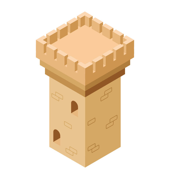 Castle tower, isometric vector icon - Vector, afbeelding