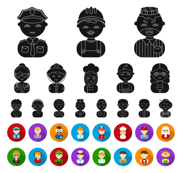 People of different professions black,flat icons in set collection for design. Worker and specialist vector symbol stock web illustration. - Vector, Image