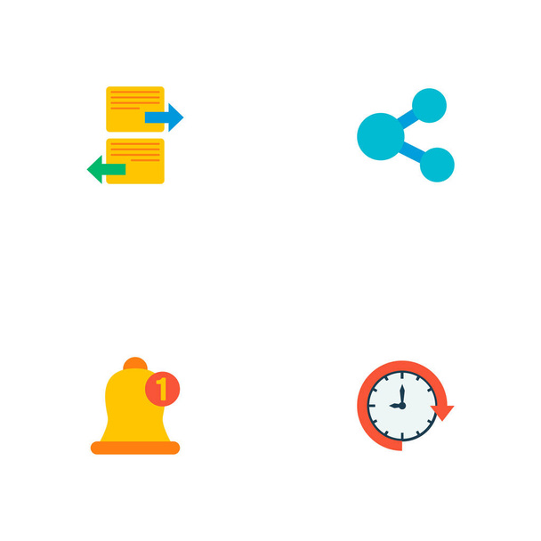 Conjunto de iconos de gestión de símbolos de estilo plano con compartir, organizar la tarea, posponer y otros iconos para el diseño del logotipo de su aplicación móvil web
. - Foto, imagen