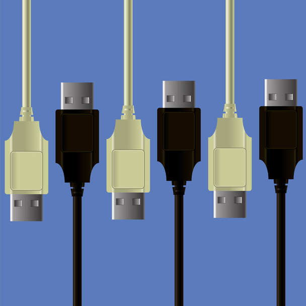 Aantal kabels geïsoleerd op blauwe achtergrond - Foto, afbeelding