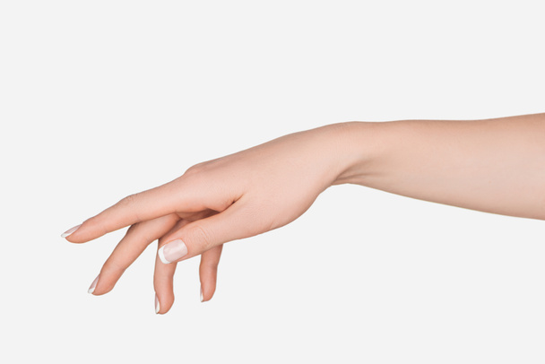 vista ritagliata della mano femminile isolata su bianco - Foto, immagini