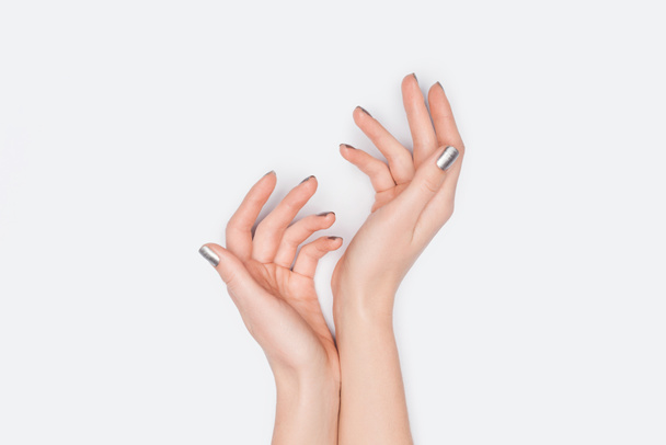 részleges kilátás nyílik elszigetelt fehér női kezek  - Fotó, kép