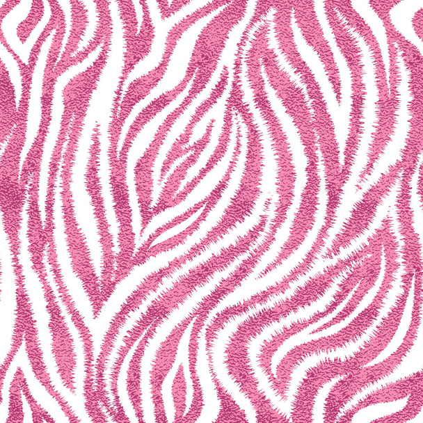 シームレスなピンクのシマウマは皮膚のパターンです。華やかなシマウマの皮プリント - ベクター画像