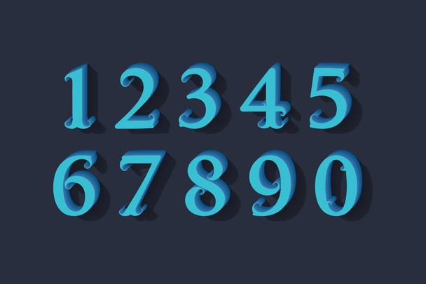Koninklijke vector getallen in 3d vintage stijl. - Vector, afbeelding