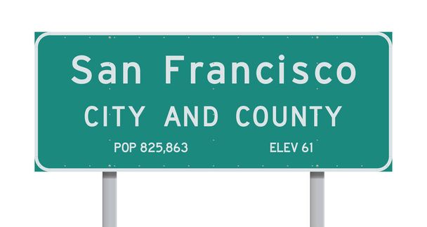 Ilustracja wektorowa z San Francisco miasto i powiat znak drogowy - Wektor, obraz