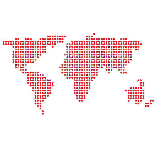 Mapa do mundo colorido pontilhado isolado em fundo branco - Foto, Imagem