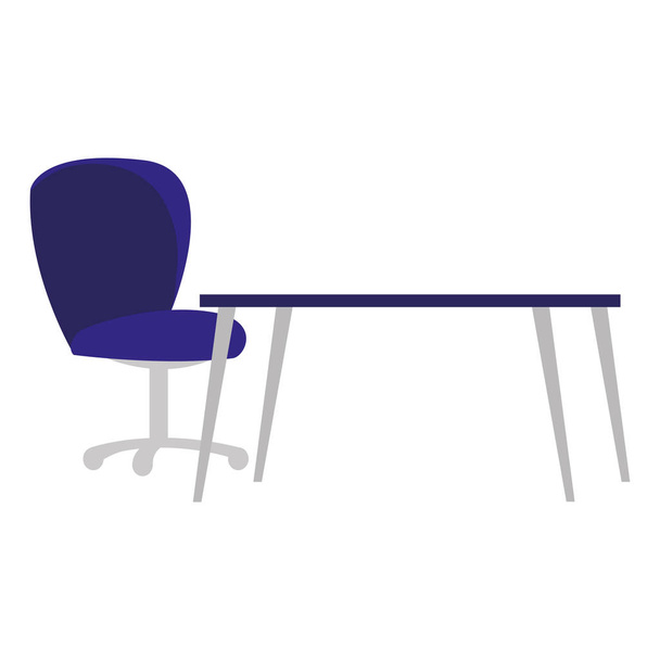 Office-munkahely, asztal és szék jelenet - Vektor, kép