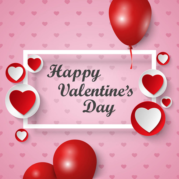 Valentine greeting card with frame hearts and balloons vector eps 10 - Vecteur, image