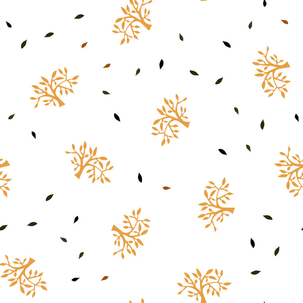 Dark Orange vector seamless doodle pattern with leaves, branches. Sketchy doodles on white background. Design for wallpaper, fabric makers. - Vector, Imagen