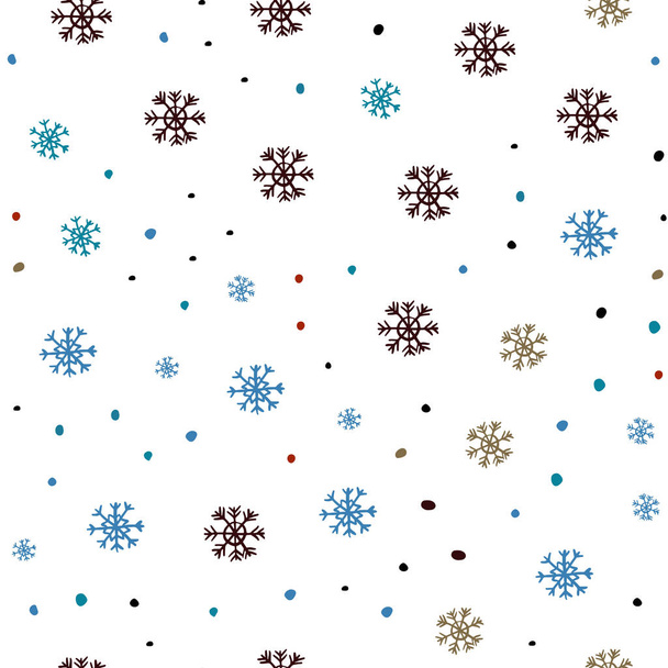 Lichtblauw, rood vector naadloze achtergrond met sneeuwvlokken xmas. Abstracte illustratie van de glitter met kristallen van ijs. Patroon voor ontwerp van stof, behang. - Vector, afbeelding