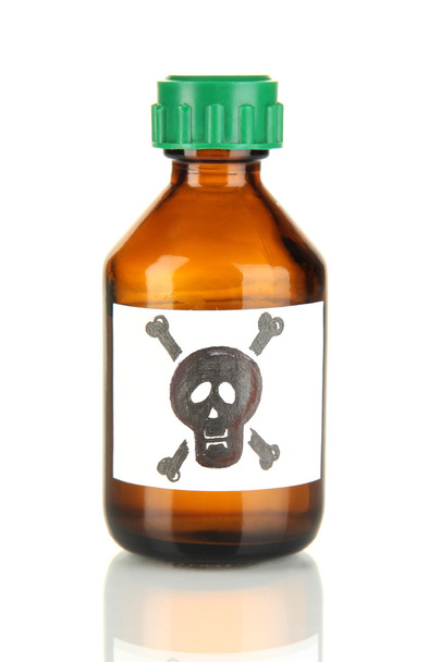 Deadly poison in bottle isolated on white - Photo, Image