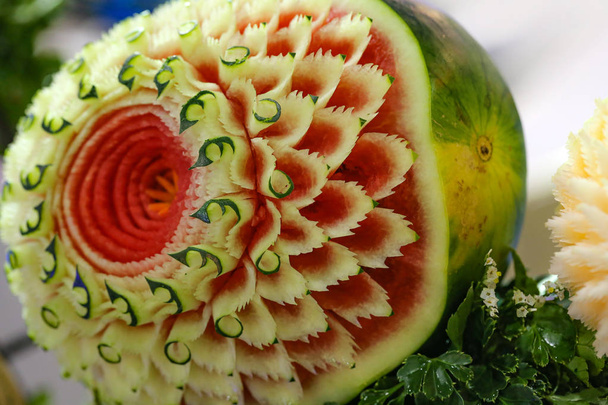 果物や野菜の彫刻、表示タイ フルーツカービング - 写真・画像