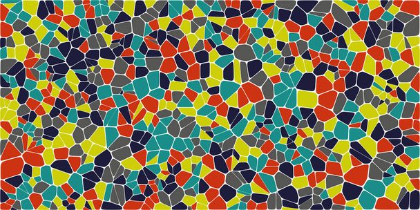 Stained glass colorful voronoi with fillet, vector abstract. Irregular cells background pattern. 2D Geometric shapes grid. Aspect Ratio 2:1 - Vector, Imagen